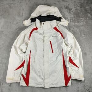 Columbia white/red gorpcore skiwear winter streetwear snowboarding jacket mens M